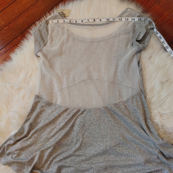Y2K AEO Flowy Silver Sparkle & Sheer Top Sz. XS NWT - Picture 12 of 13